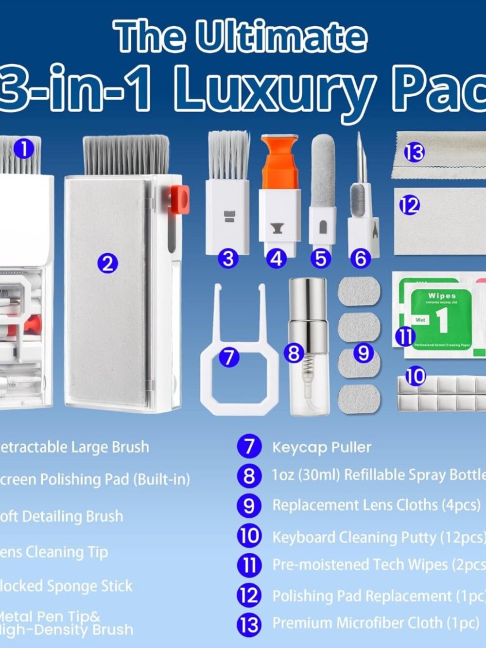 Upgraded Keyboard Cleaning Kit, 13-in-1 Electronics Cleaner Tool with Dust Clean - Picture 9 of 9